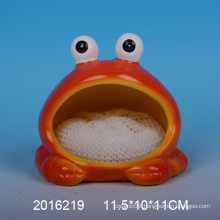 Decorative ceramic sponge holder with frog design